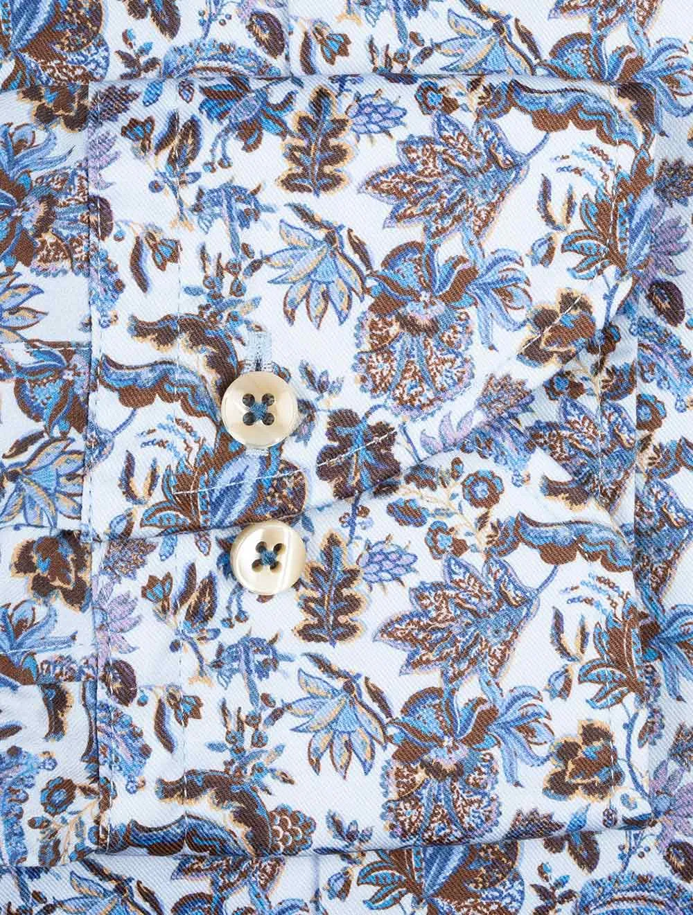 Fitted Floral Sport Shirt Blue