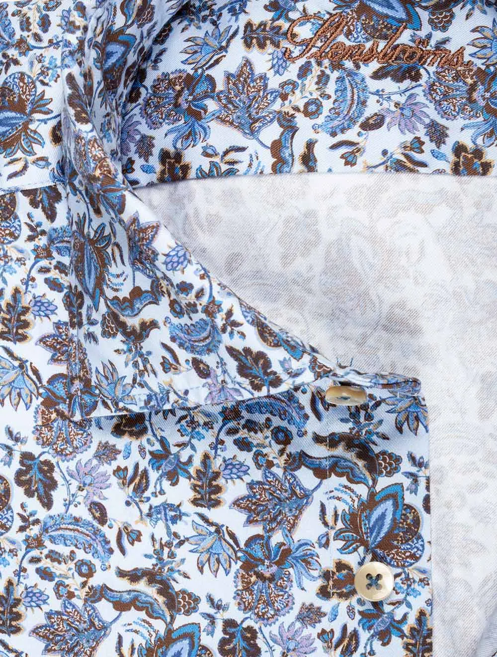 Fitted Floral Sport Shirt Blue