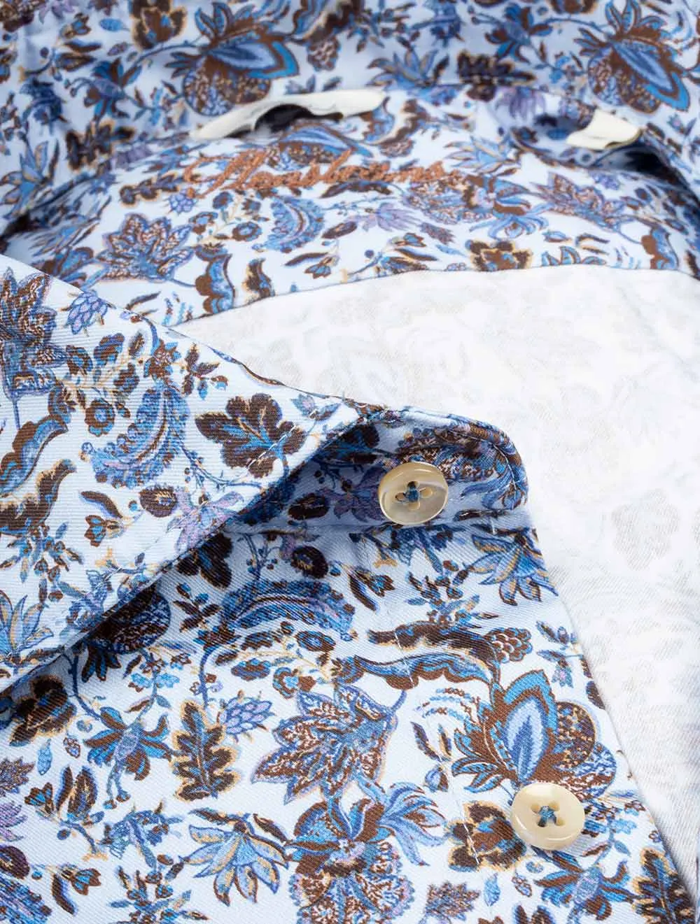 Fitted Floral Sport Shirt Blue
