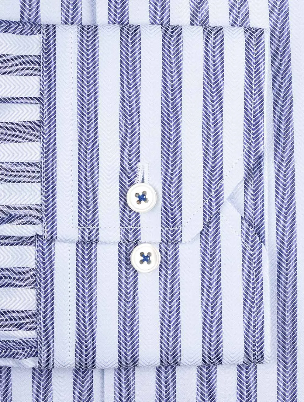 Fitted Herringbone Stripe Shirt Navy