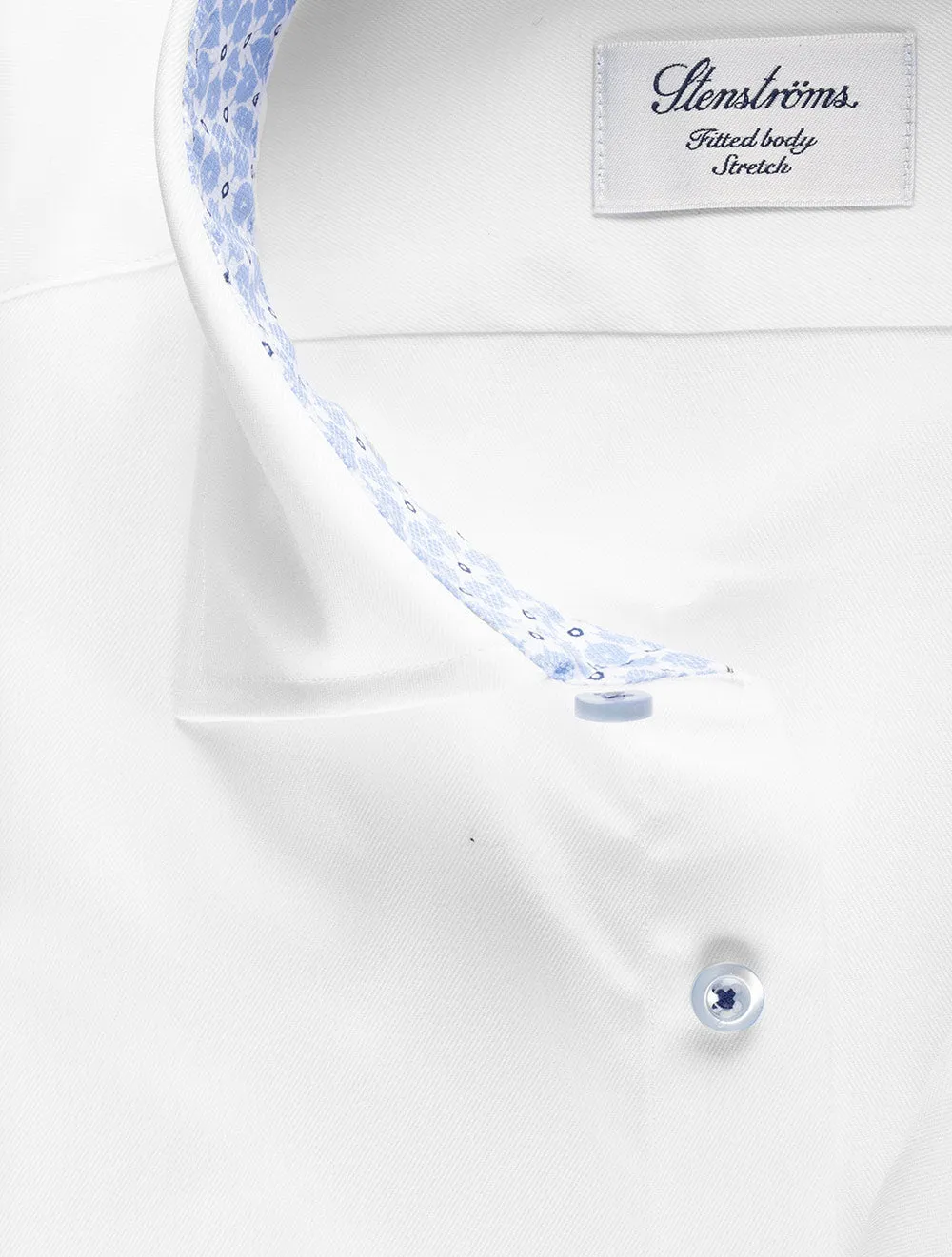 Floral Inlay Fitted Shirt White