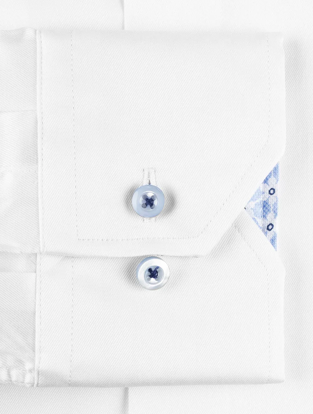 Floral Inlay Fitted Shirt White