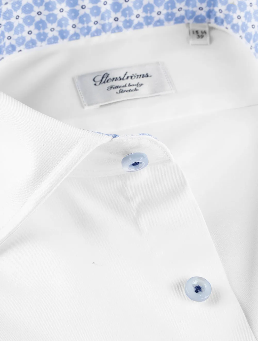 Floral Inlay Fitted Shirt White