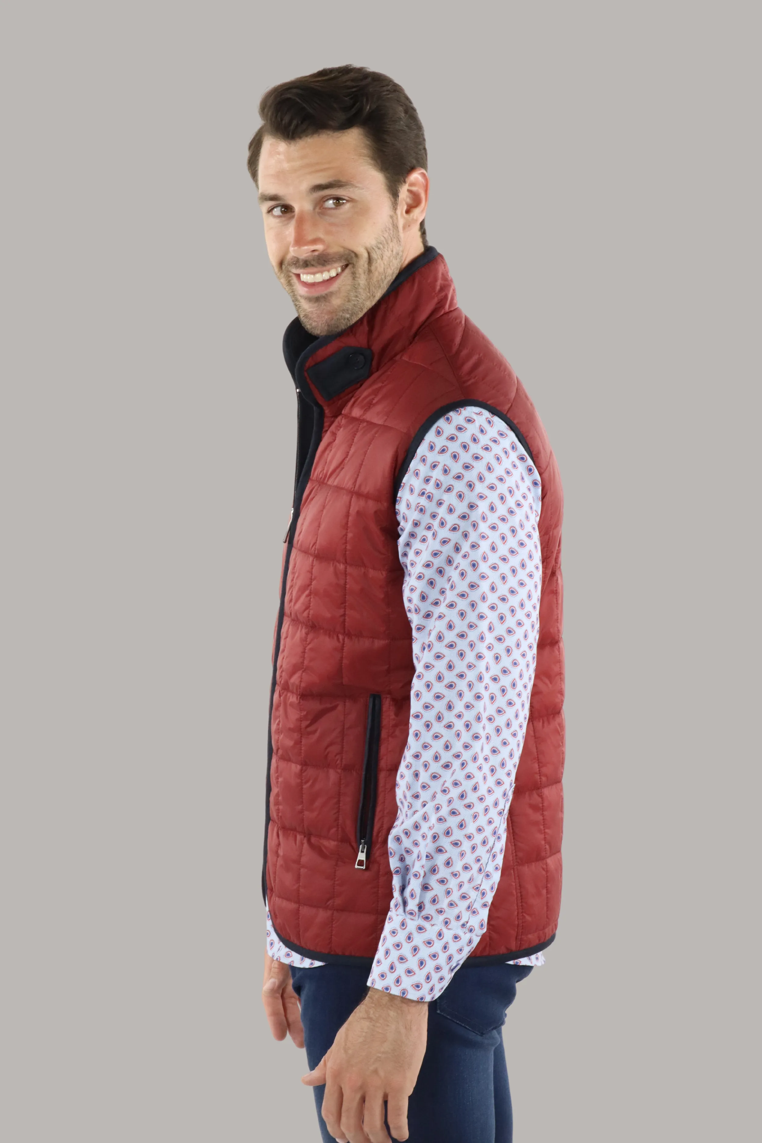 Full Zip Red Quilted Vest