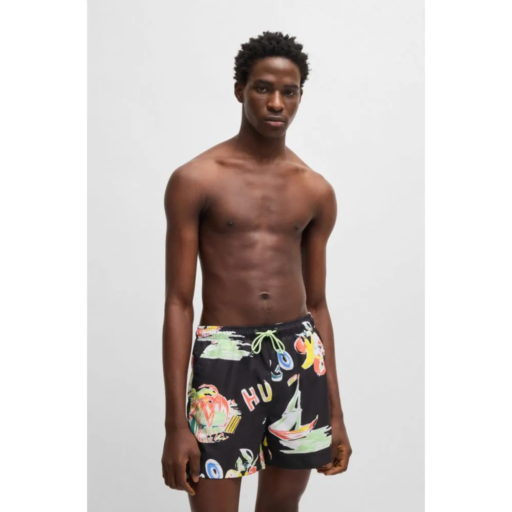 Fully lined swim shorts with seasonal print