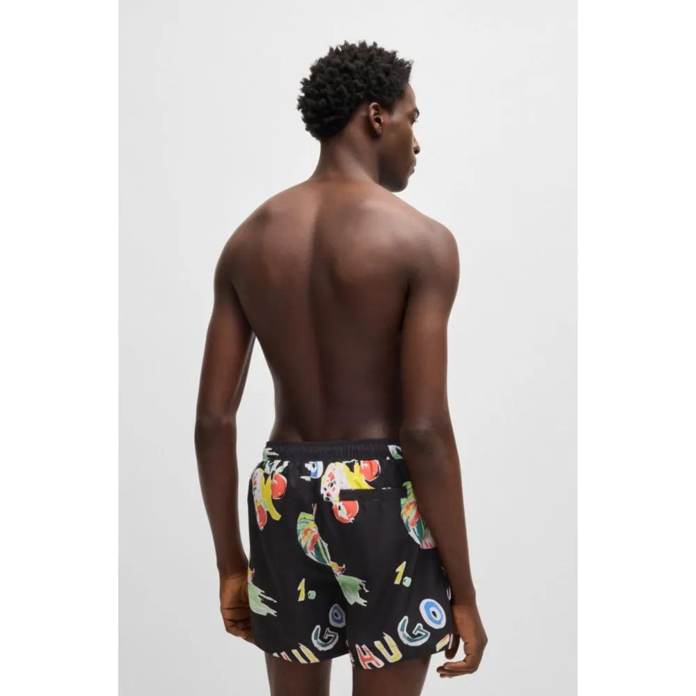 Fully lined swim shorts with seasonal print