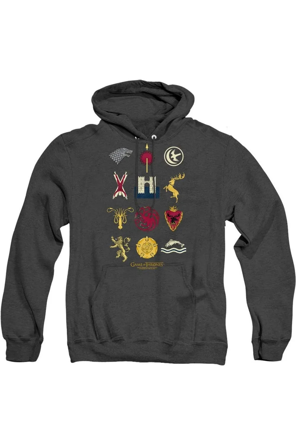 Game Of Thrones House Sigils Adult Heather Hoodie / Hooded Sweatshirt
