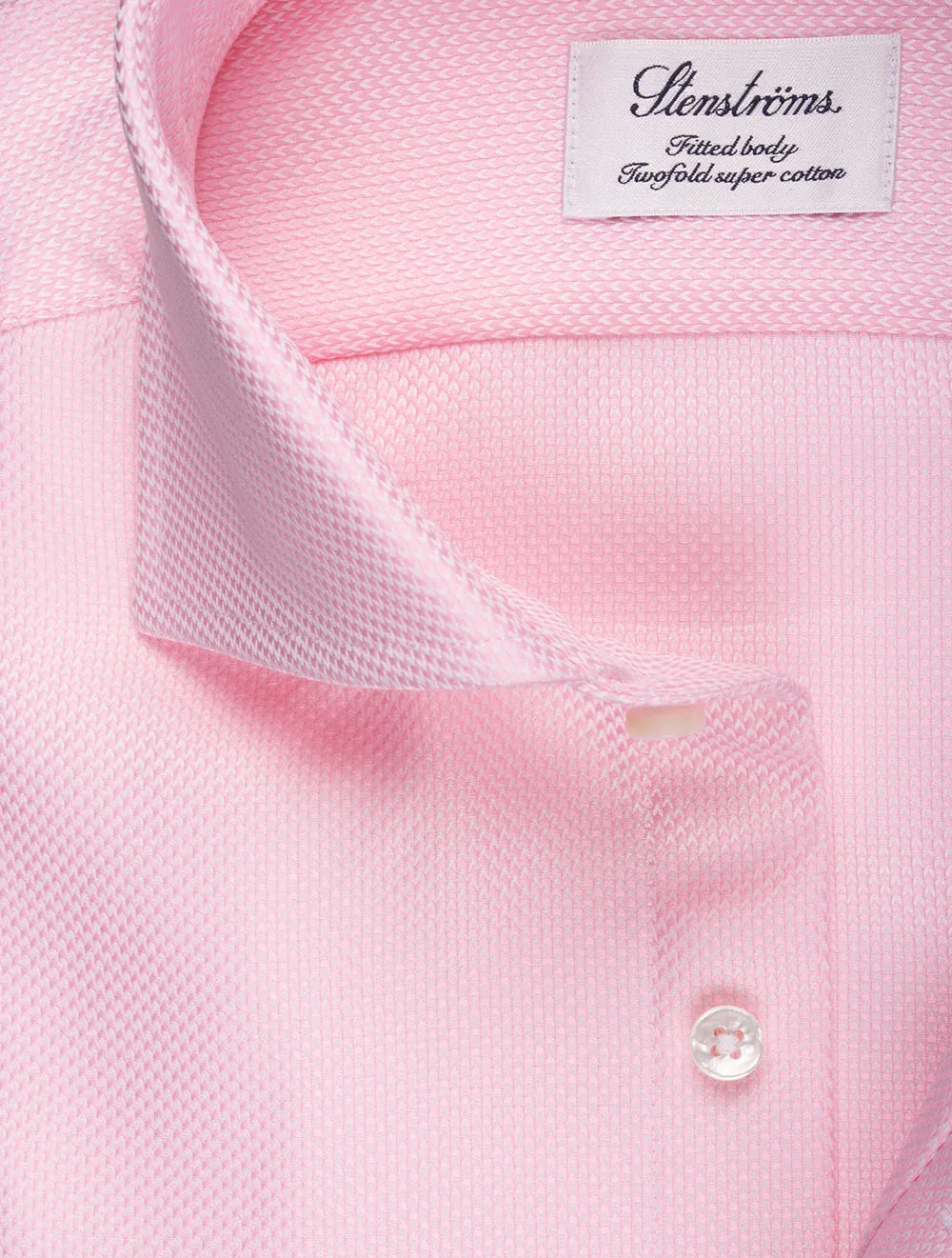 Herringbone Cotton Fitted Shirt Pink