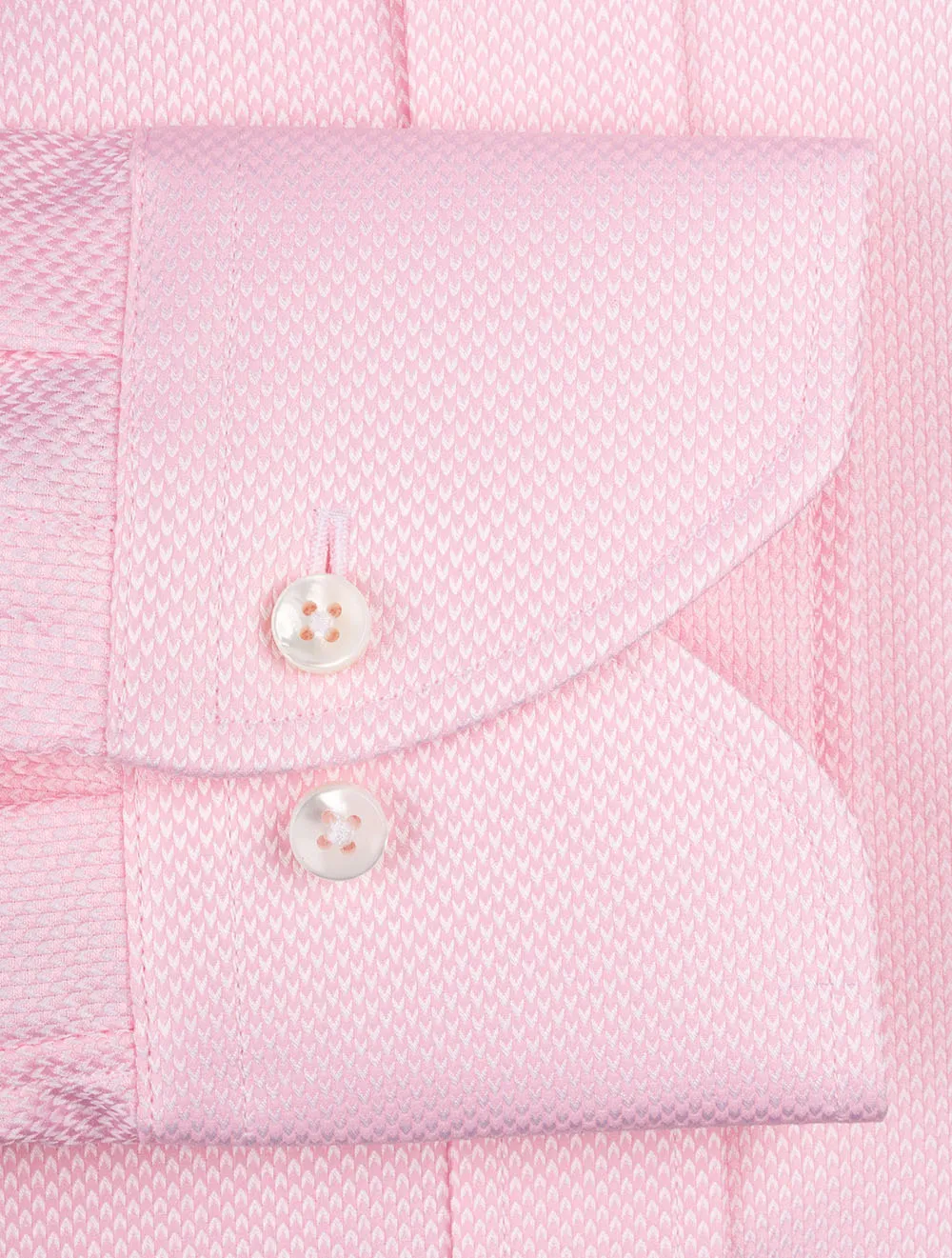 Herringbone Cotton Fitted Shirt Pink