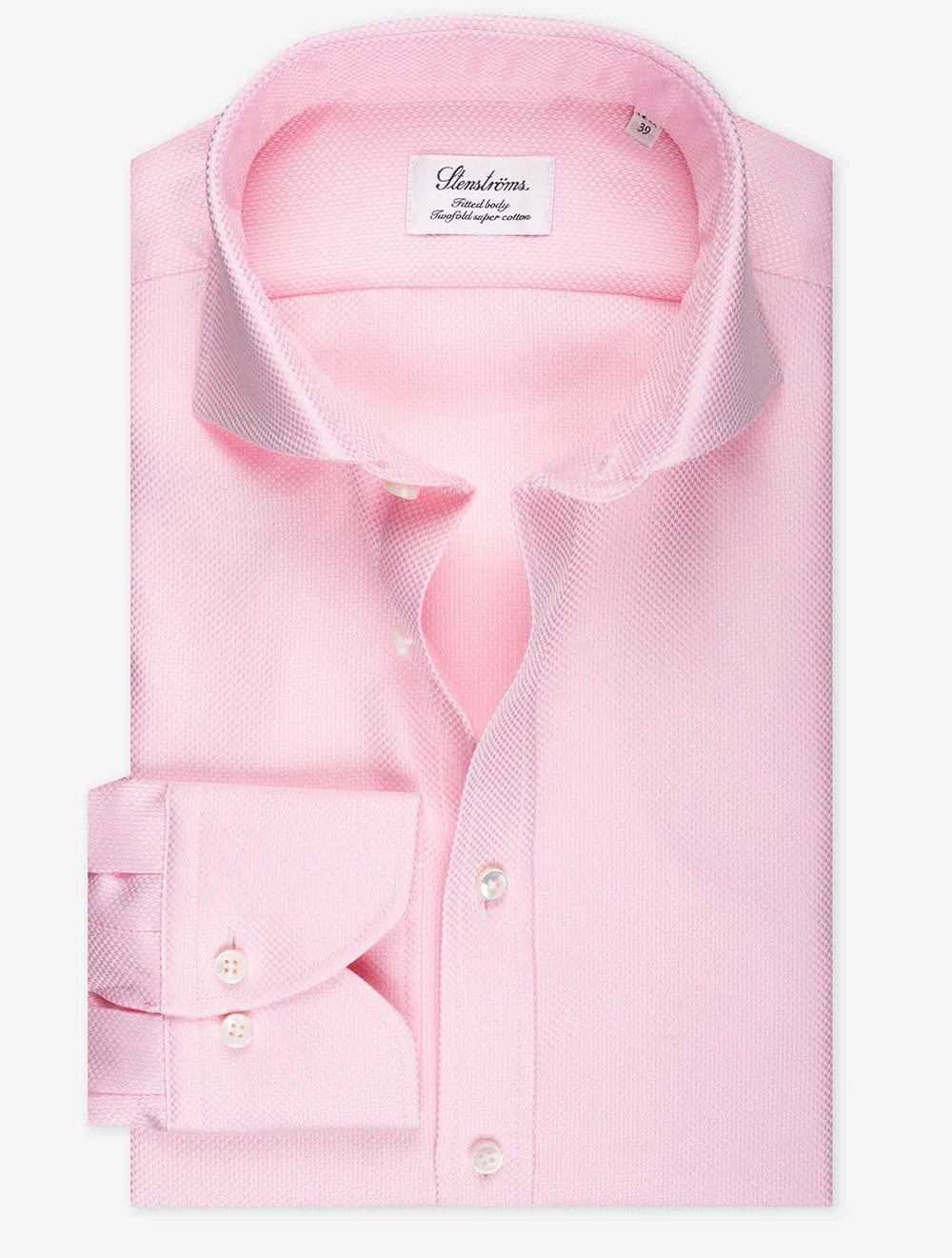 Herringbone Cotton Fitted Shirt Pink