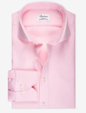 Herringbone Cotton Fitted Shirt Pink