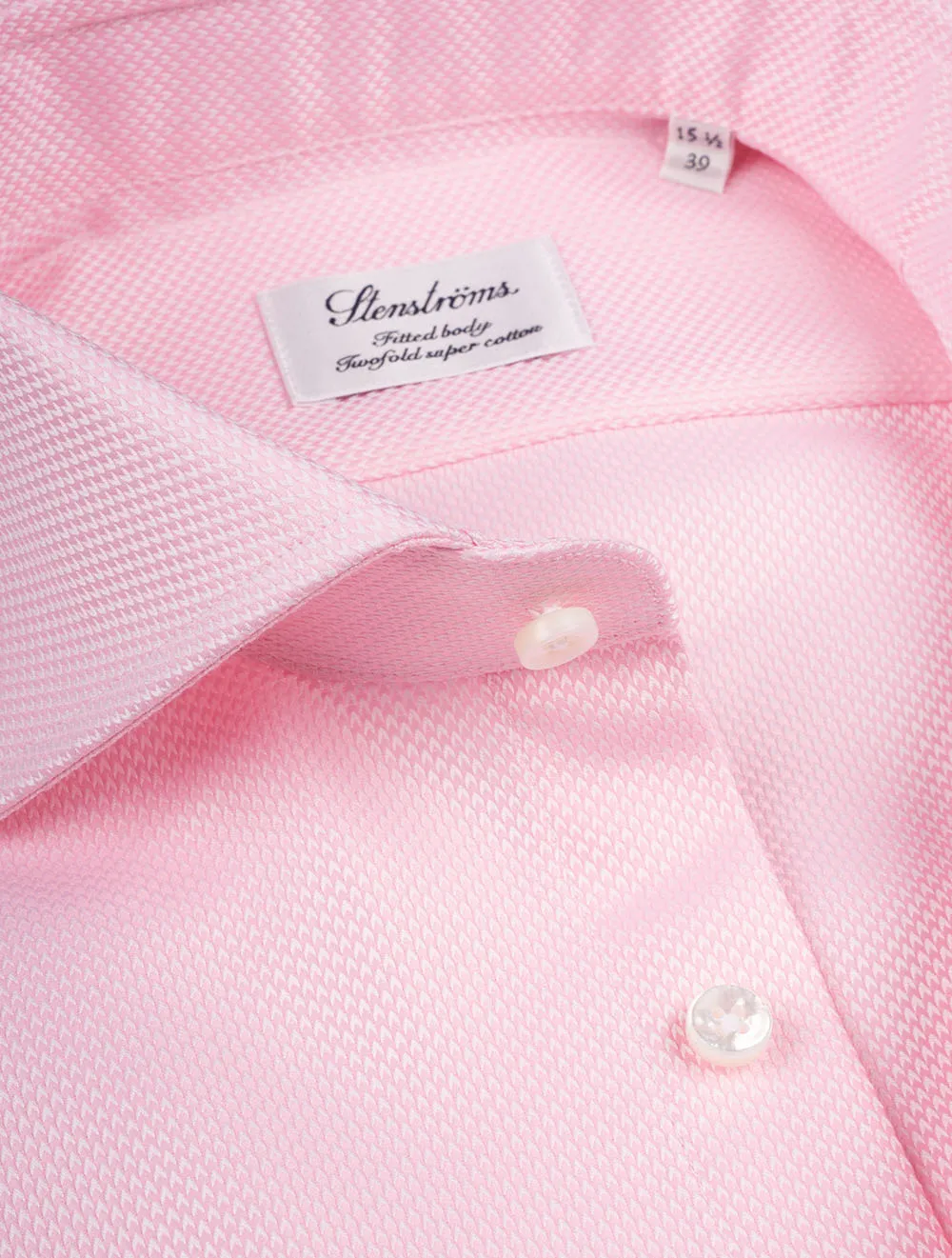 Herringbone Cotton Fitted Shirt Pink