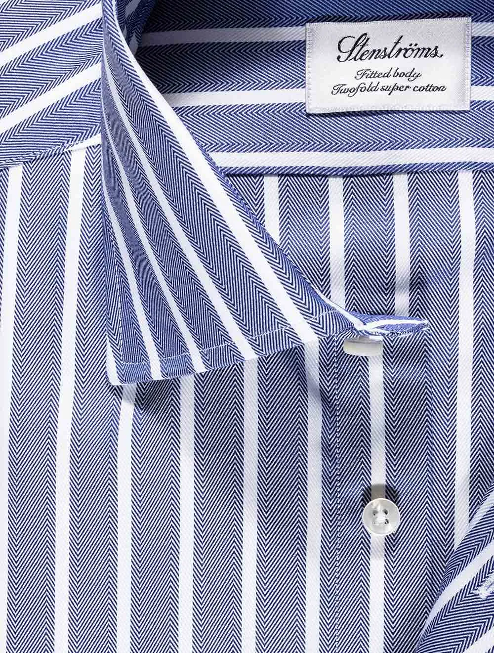 Herringbone With Stripe Navy