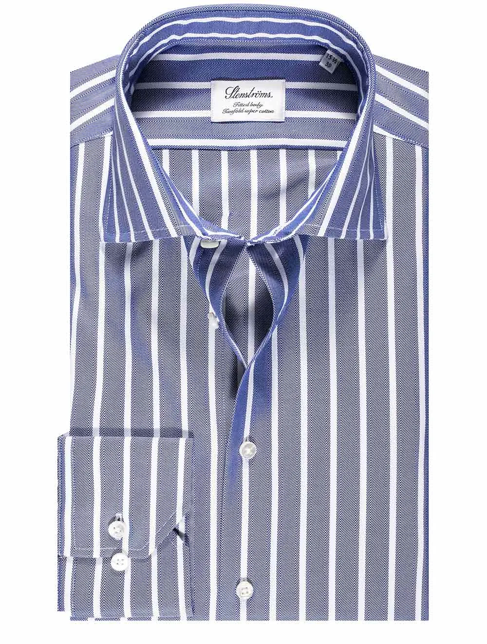 Herringbone With Stripe Navy