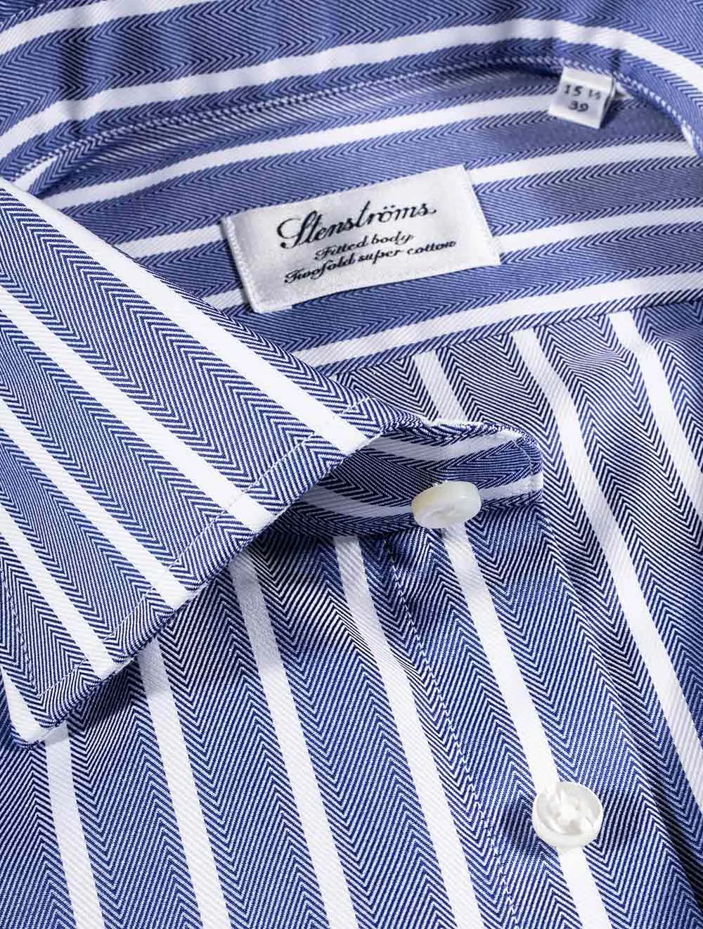 Herringbone With Stripe Navy