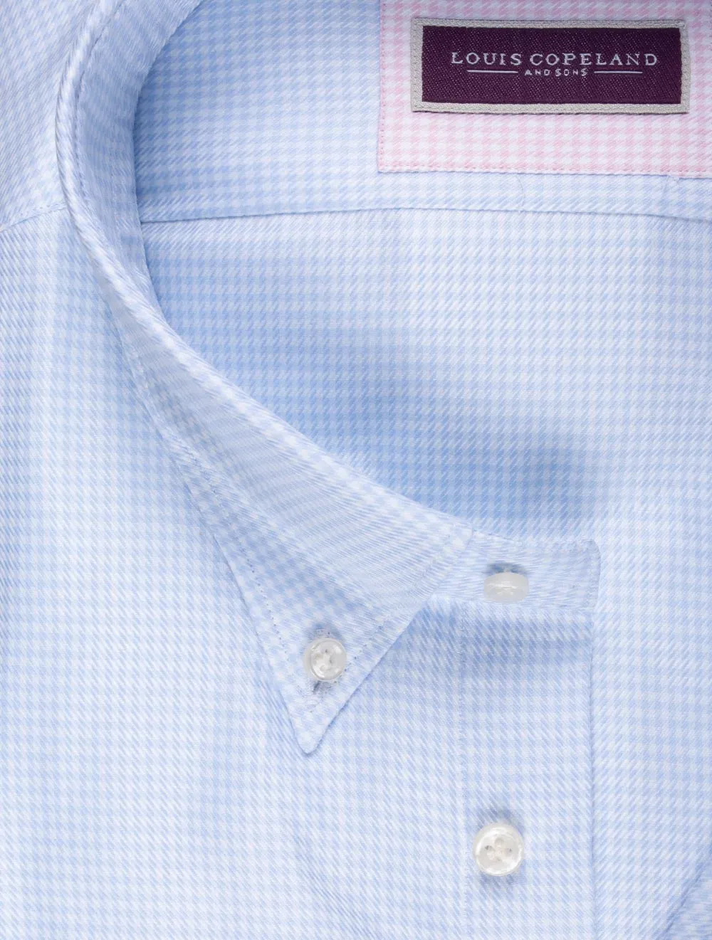 Houndstooth Buttondown Collar Shirt Blue
