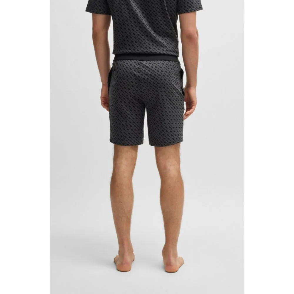 Interlock-cotton pajama shorts with monogram print