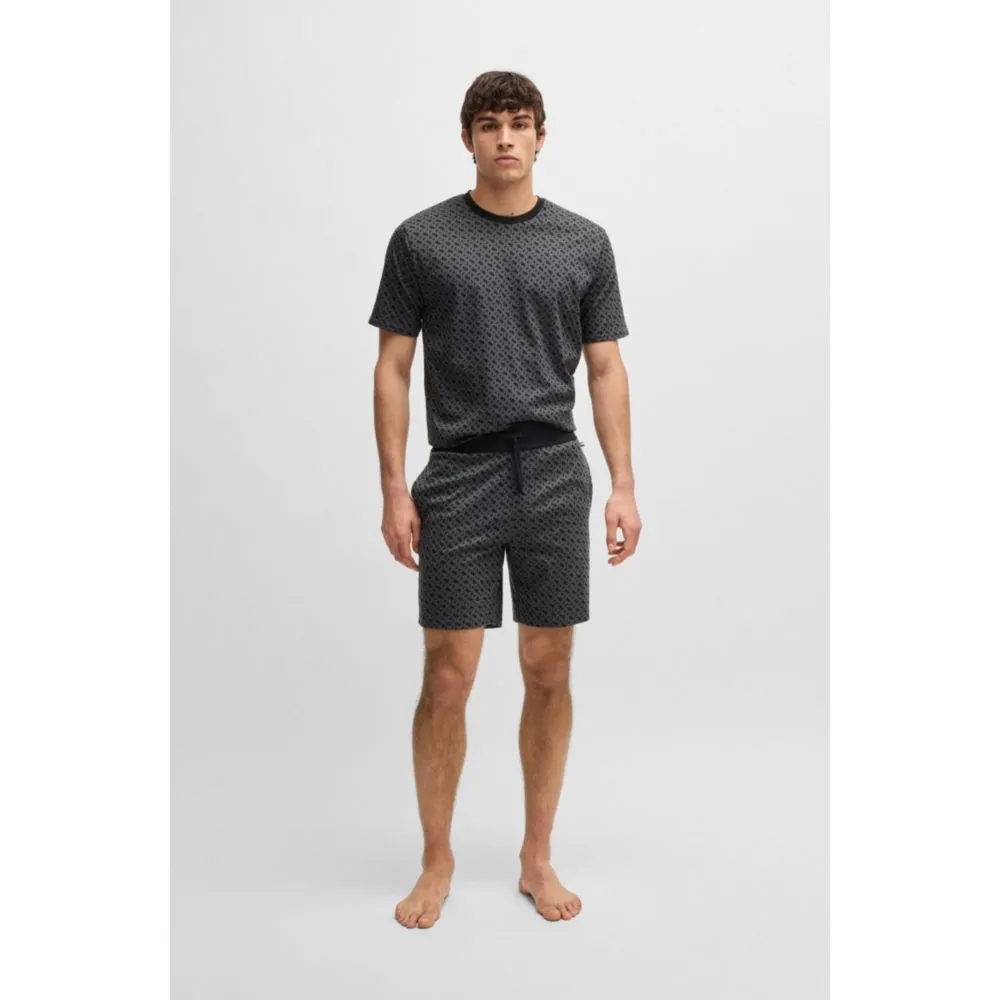 Interlock-cotton pajama shorts with monogram print
