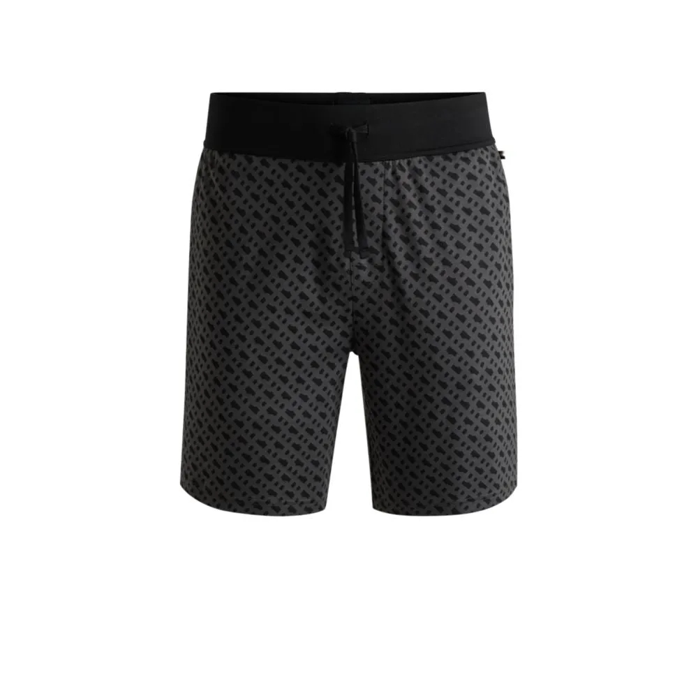 Interlock-cotton pajama shorts with monogram print