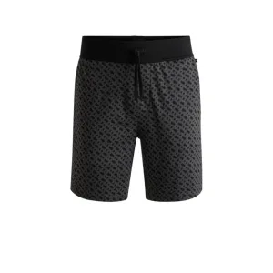 Interlock-cotton pajama shorts with monogram print