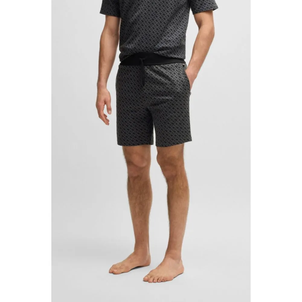 Interlock-cotton pajama shorts with monogram print