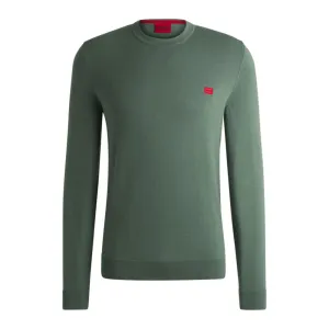 Knitted cotton sweater with red logo label