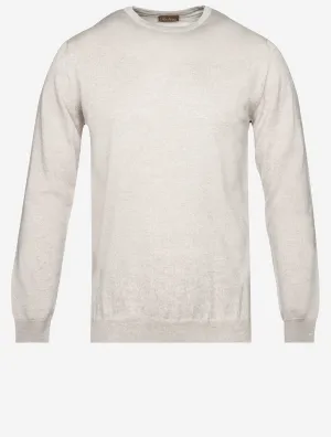 Knitted Crew Neck Merino Wool Sweater Beige
