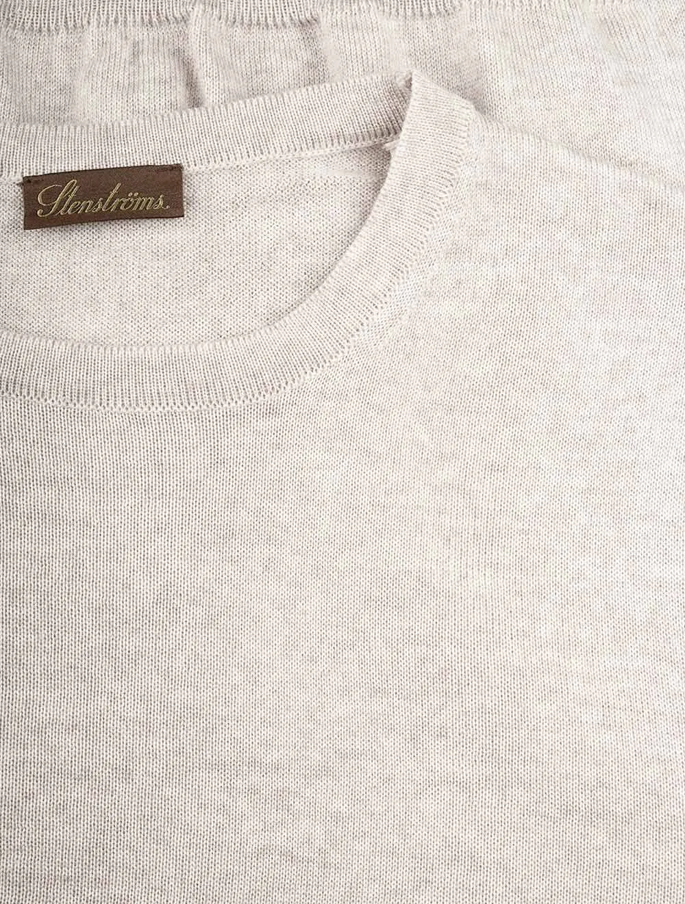 Knitted Crew Neck Merino Wool Sweater Beige