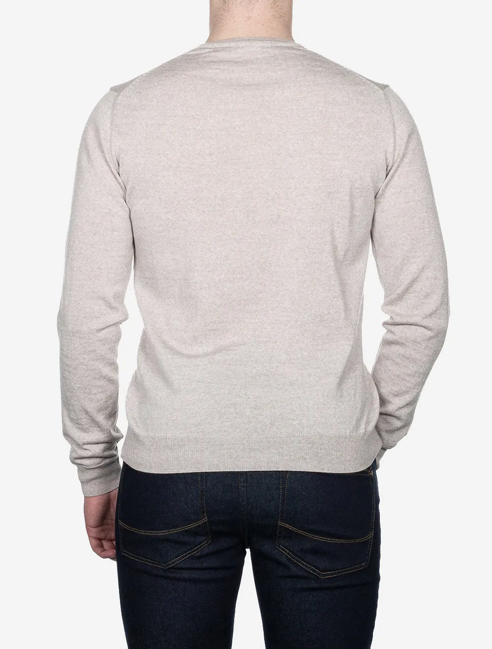 Knitted Crew Neck Merino Wool Sweater Beige