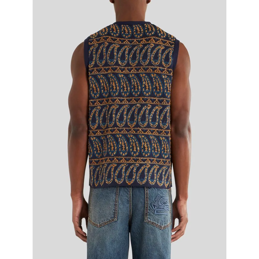 KNITTED GILET WITH PAISLEY DESIGNS
