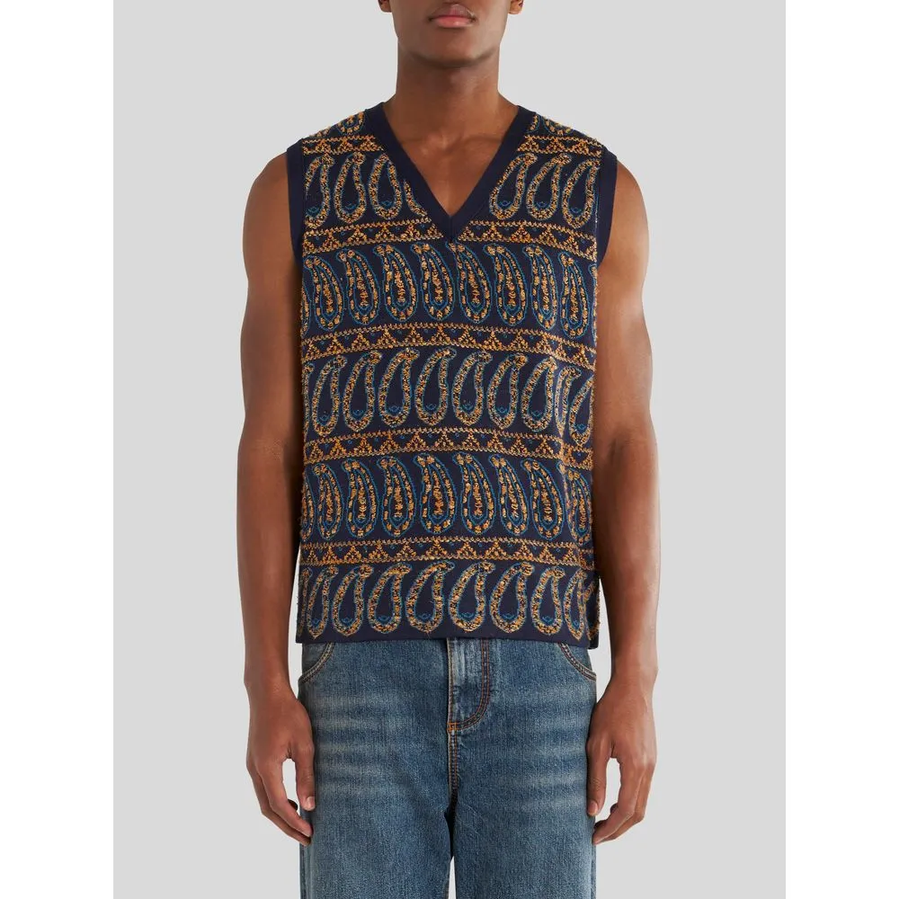 KNITTED GILET WITH PAISLEY DESIGNS