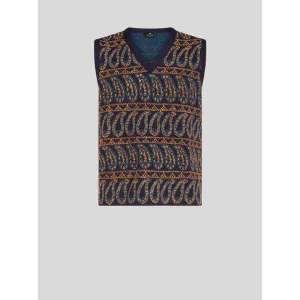 KNITTED GILET WITH PAISLEY DESIGNS