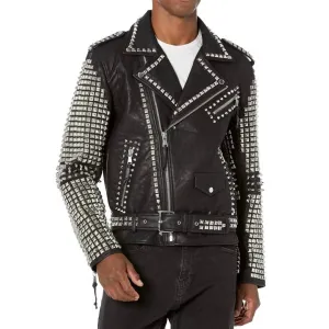 Leather Studded Jacket In Black