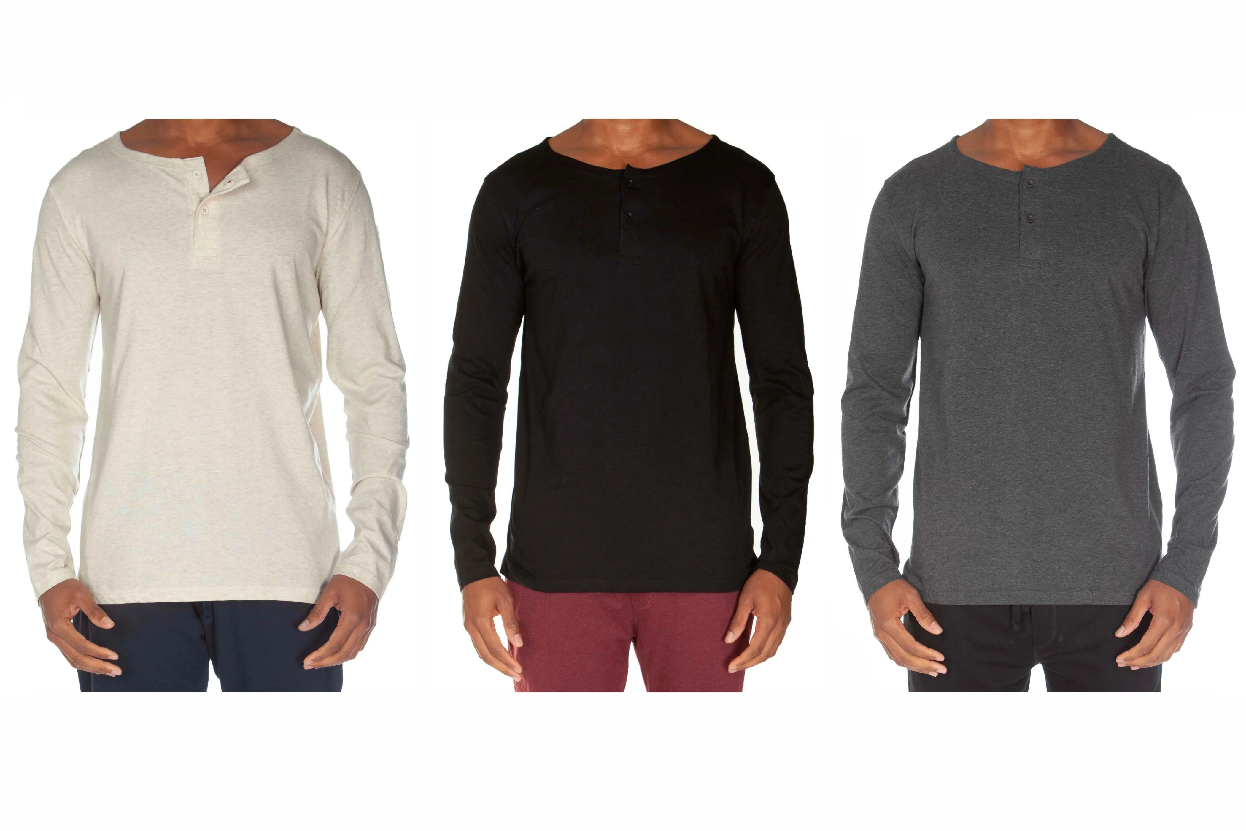 Light Weight 2 Button Henley Value Pack