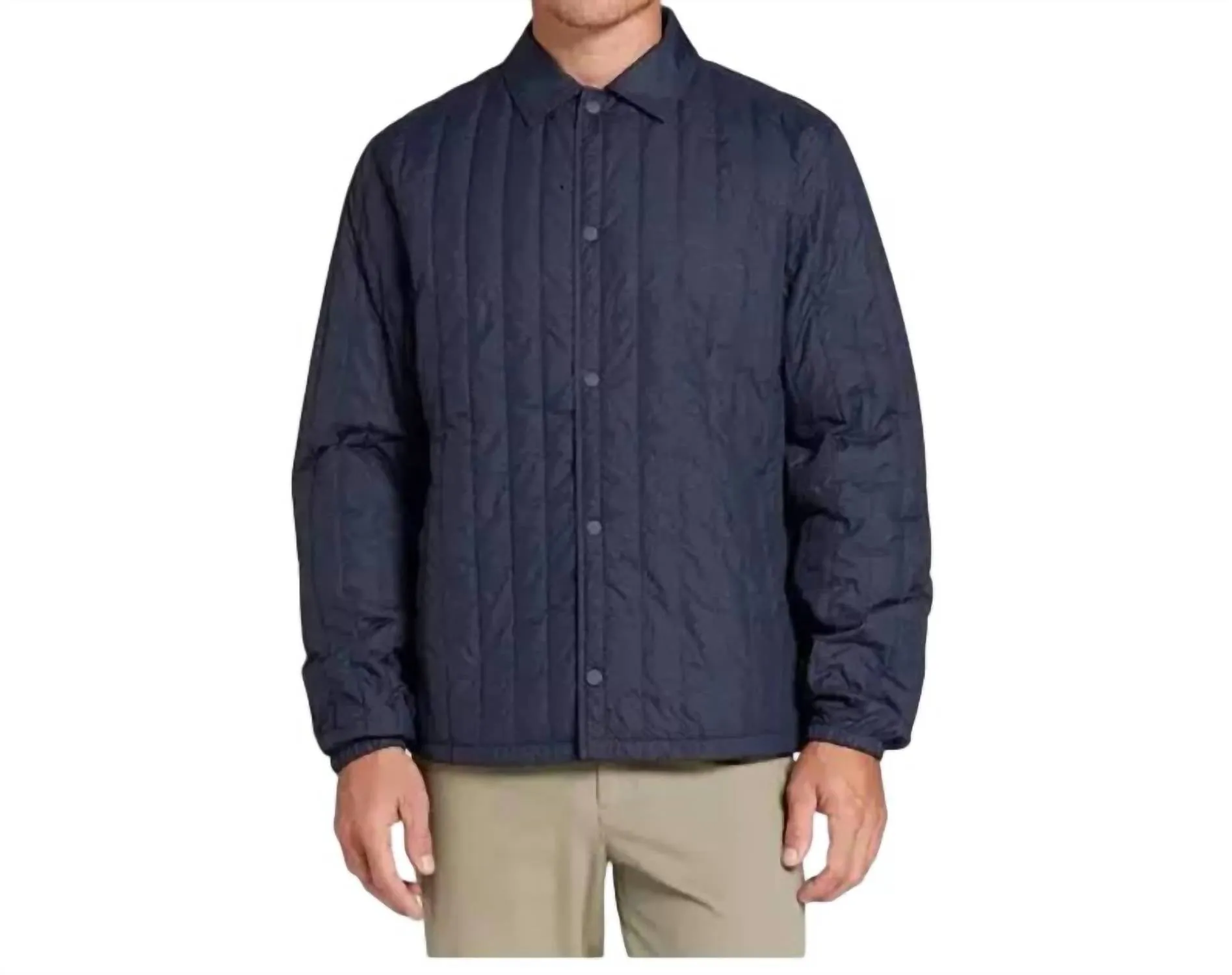 Linear Quilted Shirt Jacket In Darker Ardosia Slate