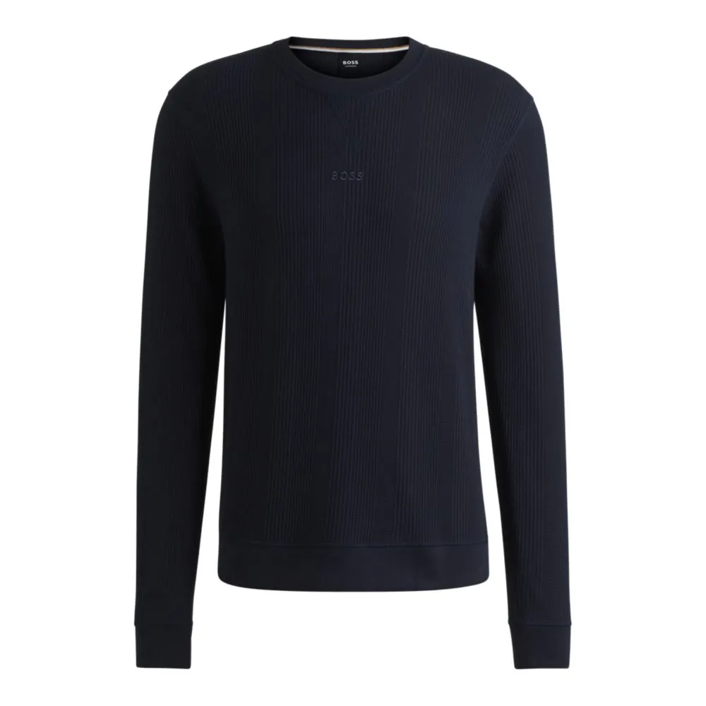 Logo-embroidered sweatshirt in a waffle knit