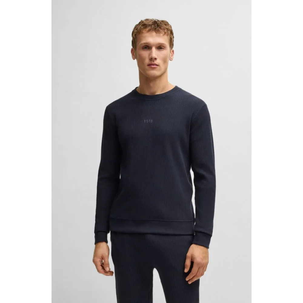 Logo-embroidered sweatshirt in a waffle knit