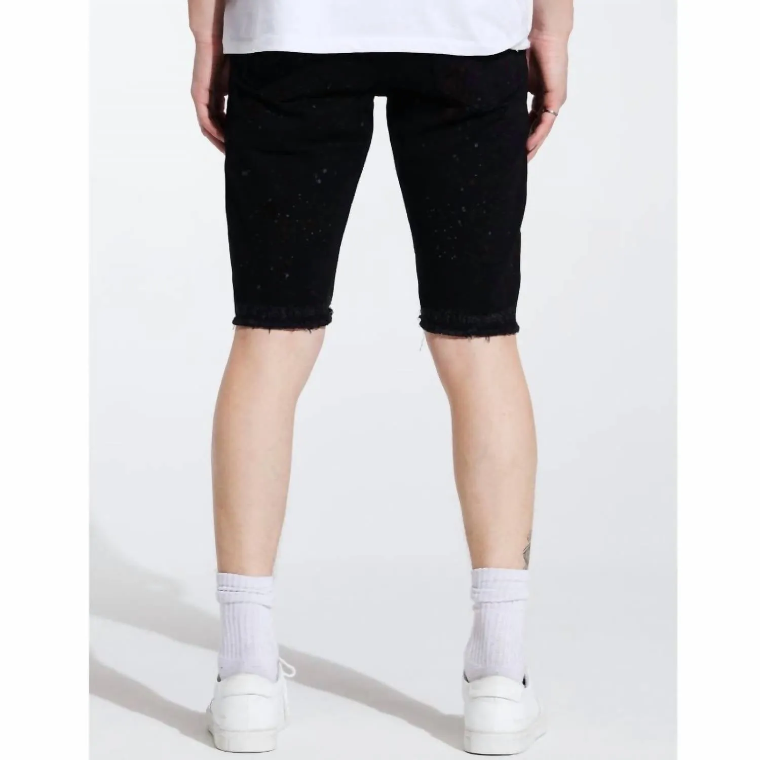 Loki Shorts In Black Distressed