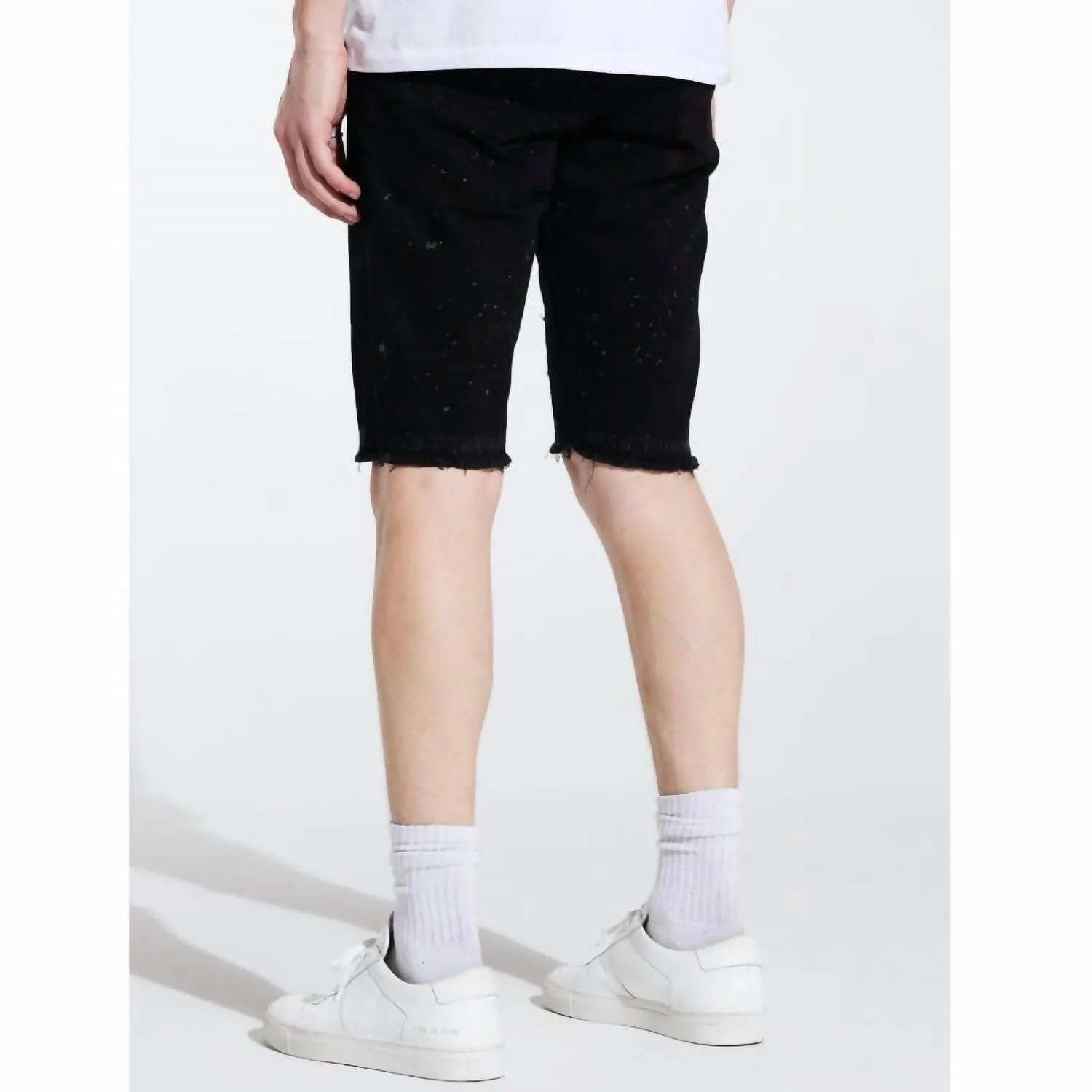 Loki Shorts In Black Distressed