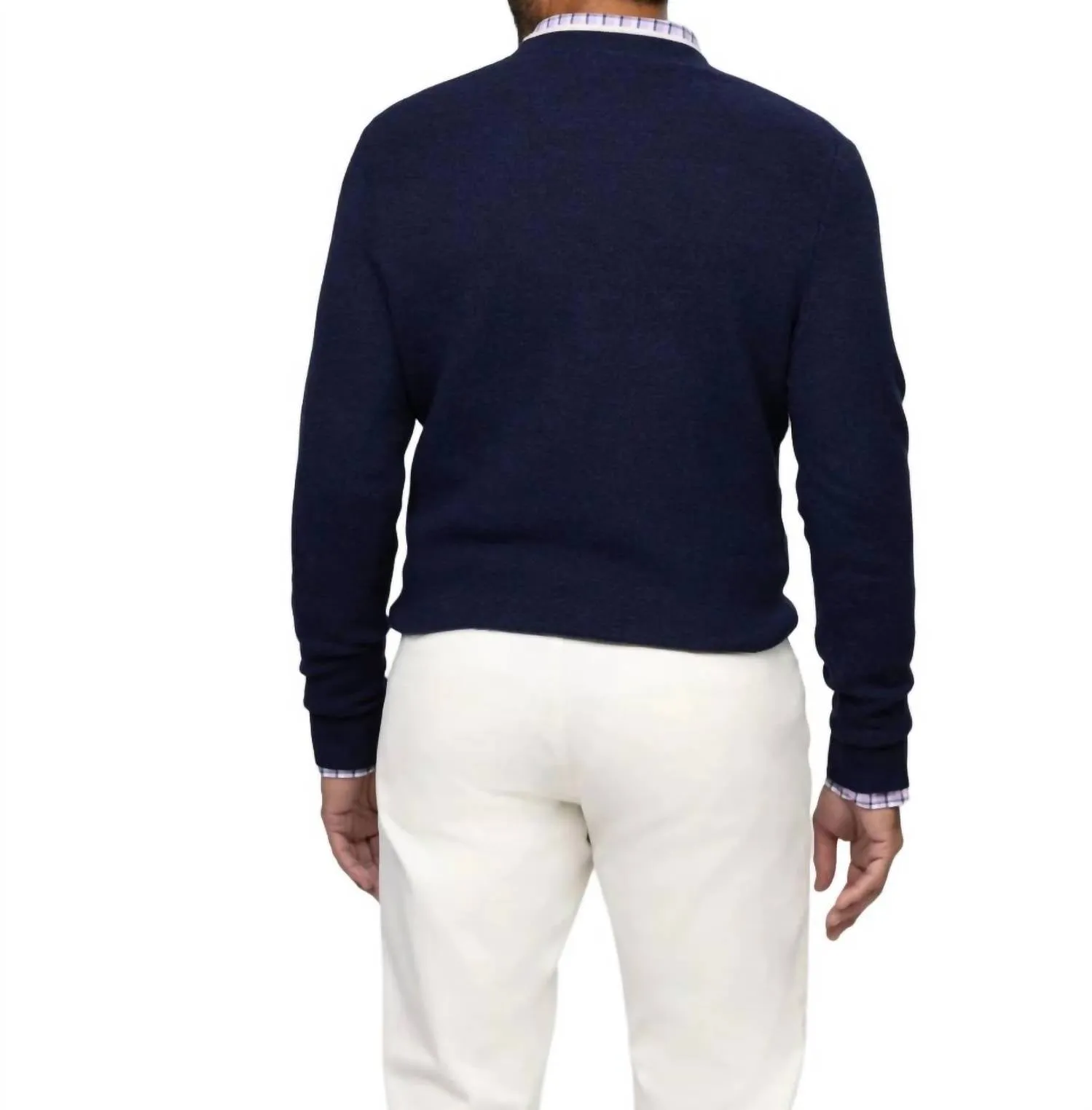 Long-Sleeves Sutton Sweater In Navy/oatmeal