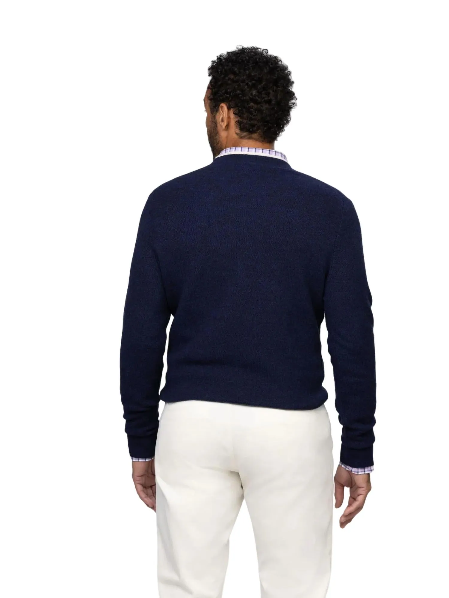 Long-Sleeves Sutton Sweater In Navy/oatmeal