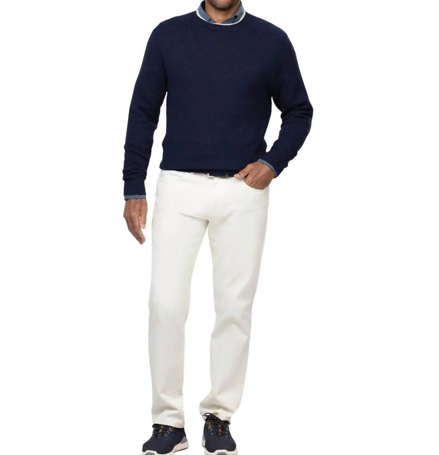 Long-Sleeves Sutton Sweater In Navy/oatmeal