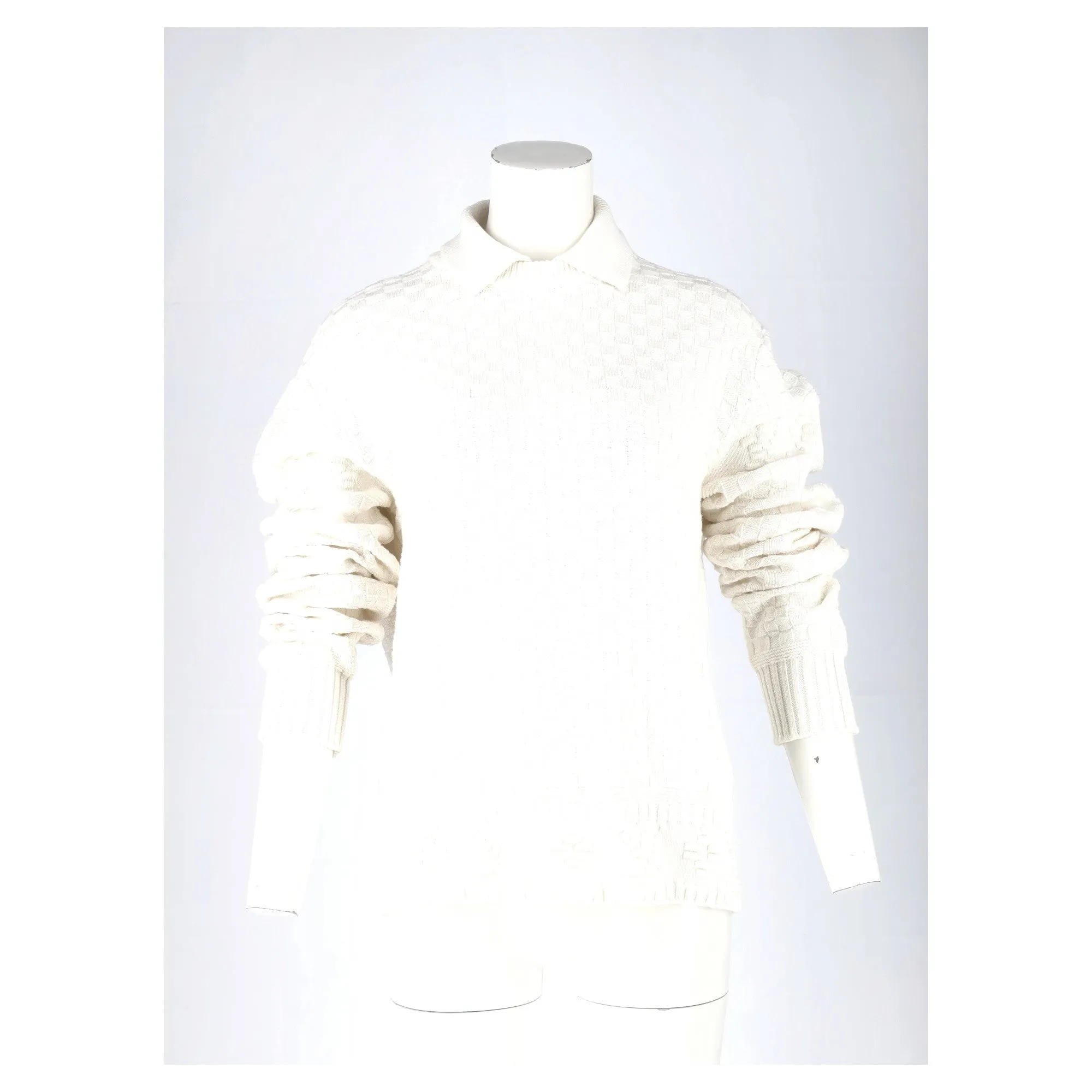 Louis Vuitton Collared Sweater in White Wool