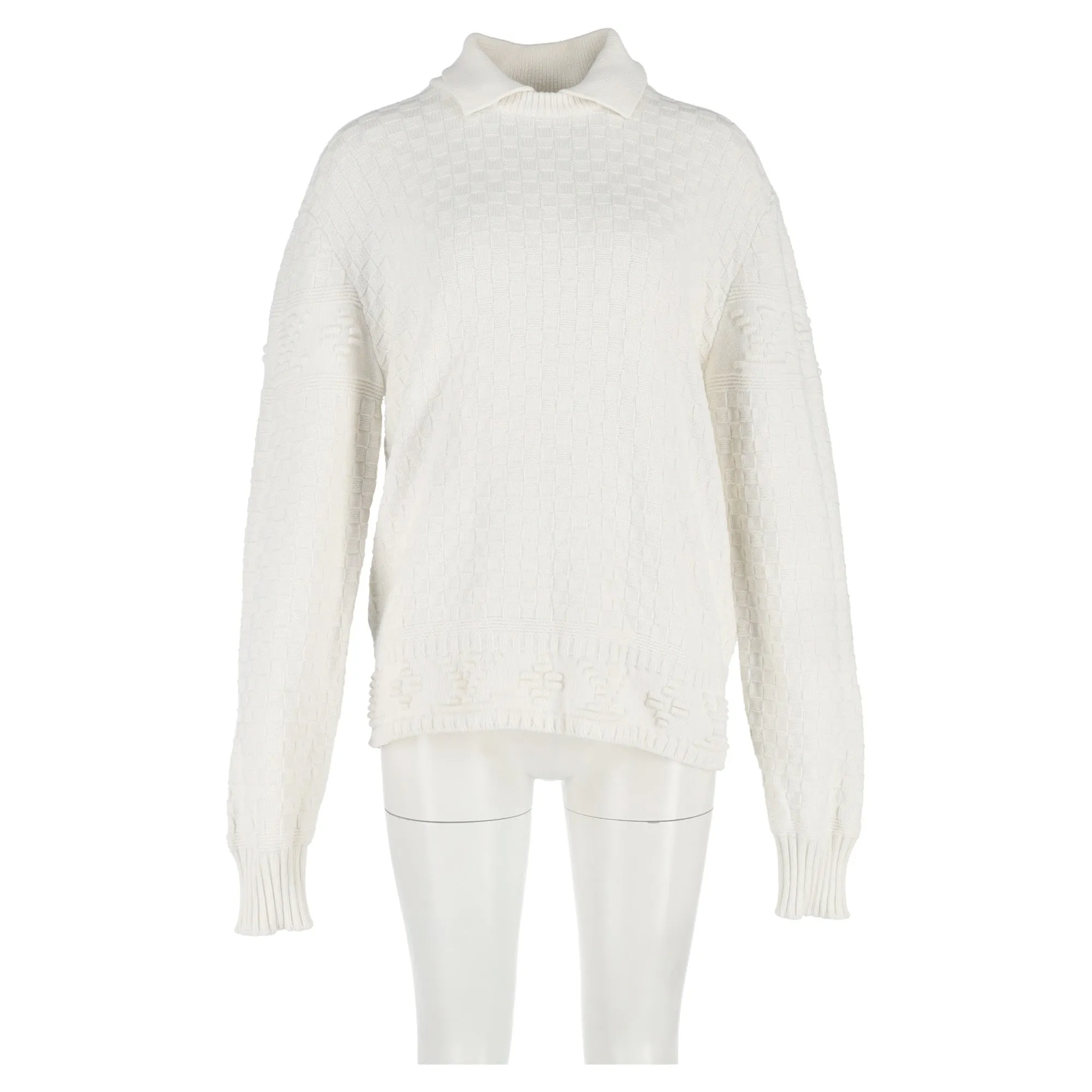 Louis Vuitton Collared Sweater in White Wool