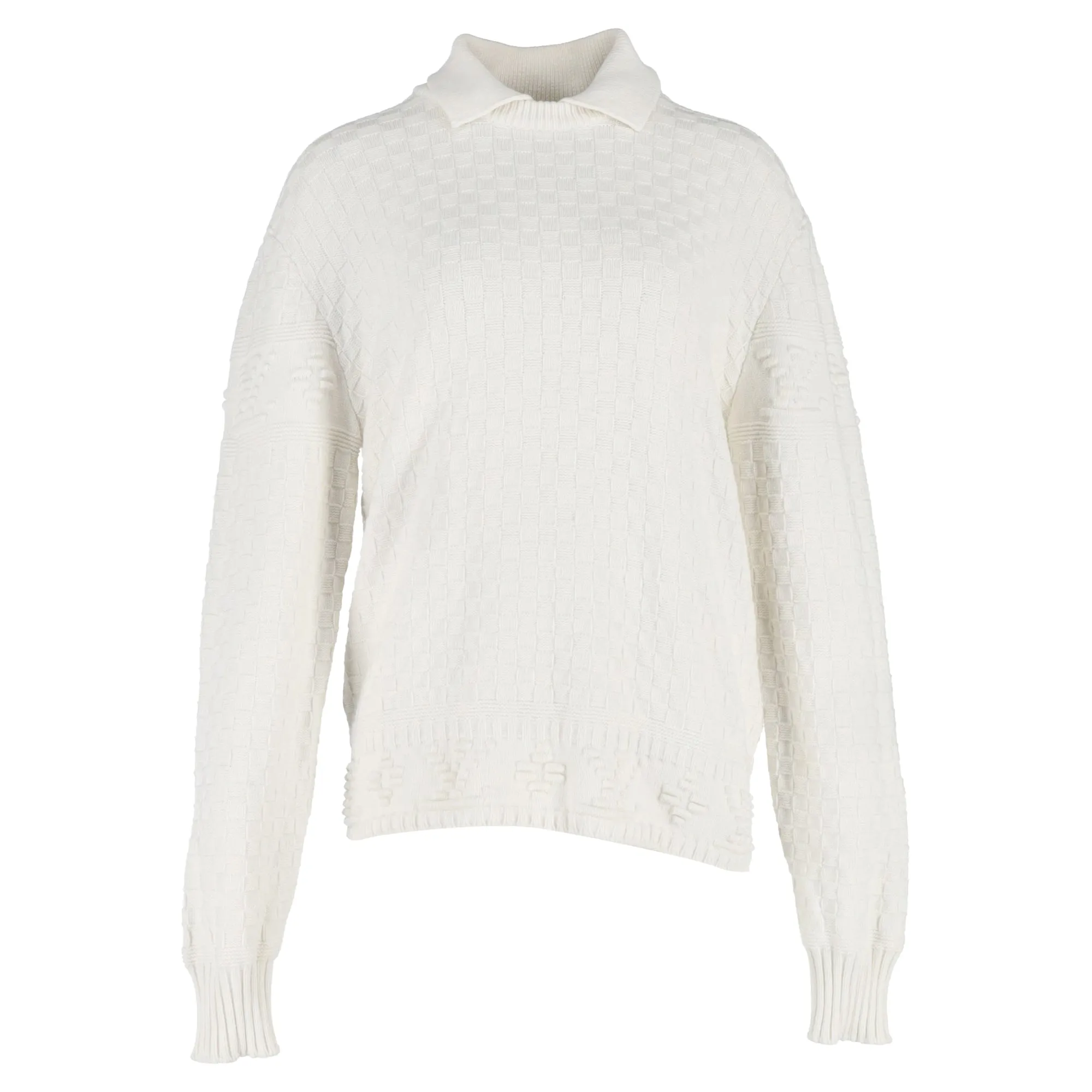 Louis Vuitton Collared Sweater in White Wool