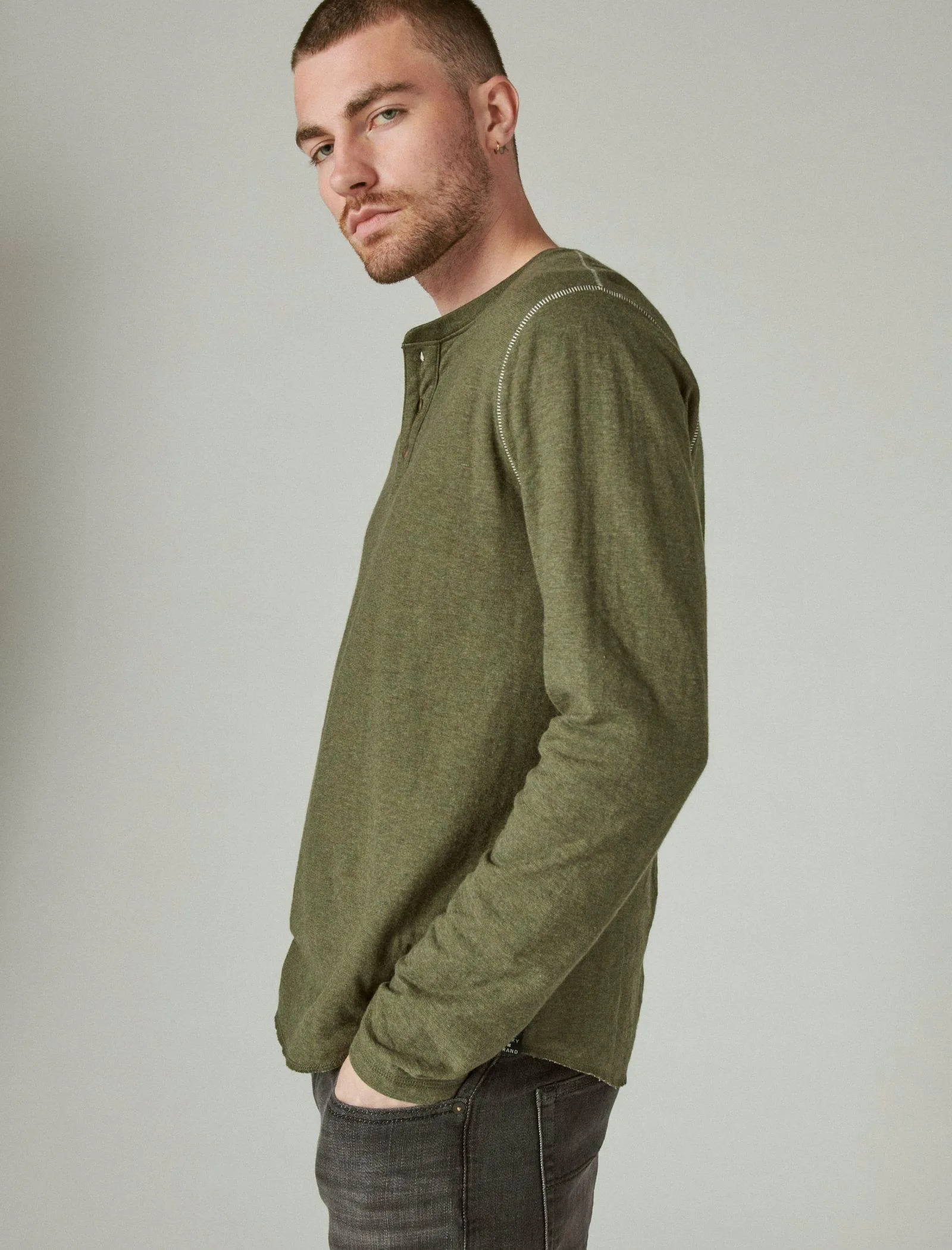 Lucky Brand Mens Duofold Henley