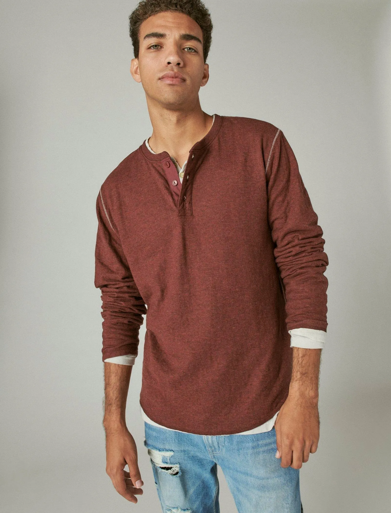 Lucky Brand Mens Duofold Henley