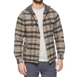 Manning Hooded Shirt Jacket In Oatmeal/charcoal