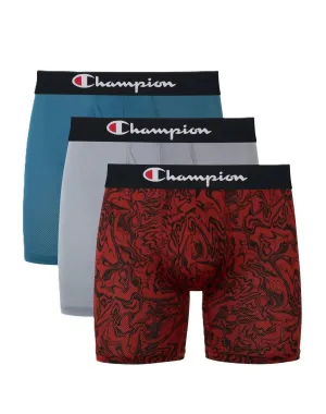 Men's 3-Pack Lightweight Stretch Moisture Wicking Mesh Boxer Briefs In Turquoise/concrete/marble Print