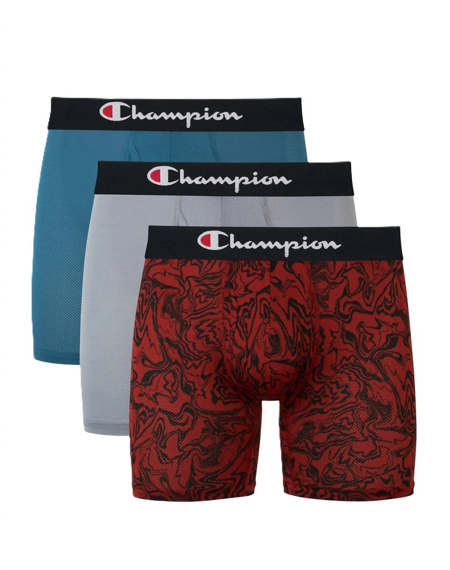 Men's 3-Pack Lightweight Stretch Moisture Wicking Mesh Boxer Briefs In Turquoise/concrete/marble Print